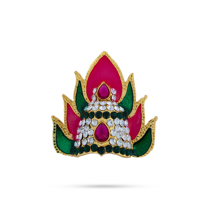 Half Crown - 4.5 x 4 Inches | Multicolour Stone Sudar Mukut / Enamel Kiridam/ Ardha Kireedam for Deity Decor