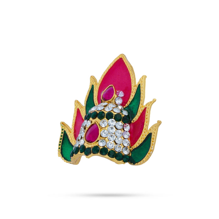 Half Crown - 4.5 x 4 Inches | Multicolour Stone Sudar Mukut / Enamel Kiridam/ Ardha Kireedam for Deity Decor