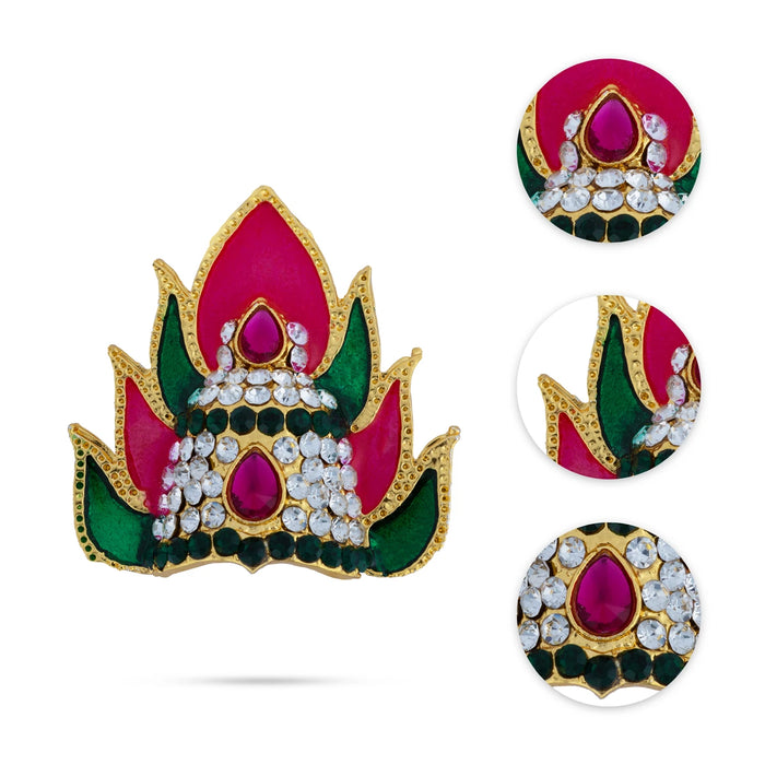 Half Crown - 4.5 x 4 Inches | Multicolour Stone Sudar Mukut / Enamel Kiridam/ Ardha Kireedam for Deity Decor