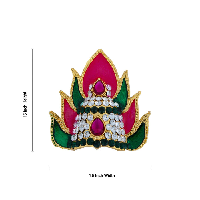 Half Crown - 4.5 x 4 Inches | Multicolour Stone Sudar Mukut / Enamel Kiridam/ Ardha Kireedam for Deity Decor