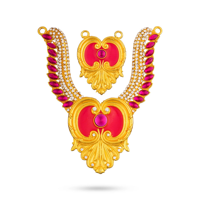 Stone Necklace - 5.5 x 5 Inches | Multicolour Stone Jewellery/ Artificial Jewelry for Deity Decor