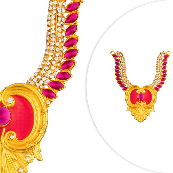 Stone Necklace - 5.5 x 5 Inches | Multicolour Stone Jewellery/ Artificial Jewelry for Deity Decor