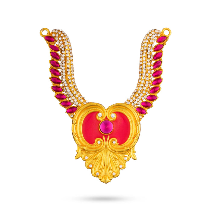 Stone Necklace - 5.5 x 5 Inches | Multicolour Stone Jewellery/ Artificial Jewelry for Deity Decor