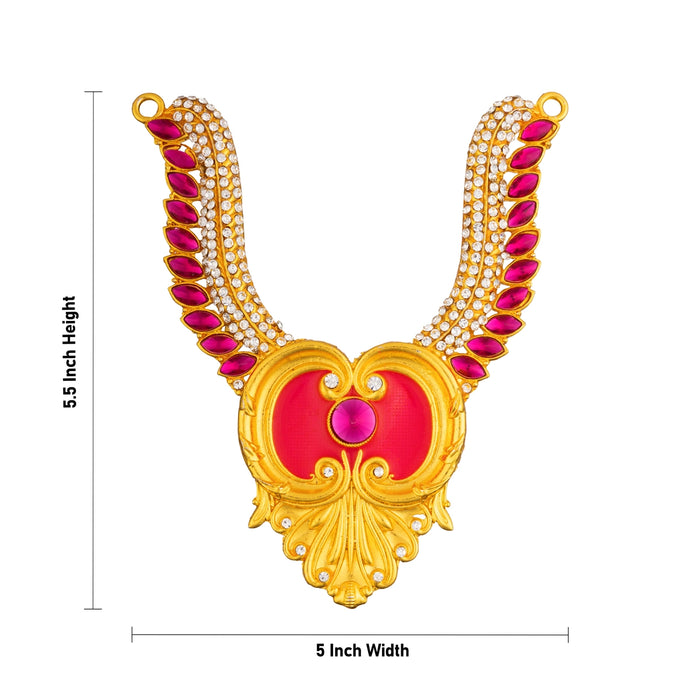 Stone Necklace - 5.5 x 5 Inches | Multicolour Stone Jewellery/ Artificial Jewelry for Deity Decor