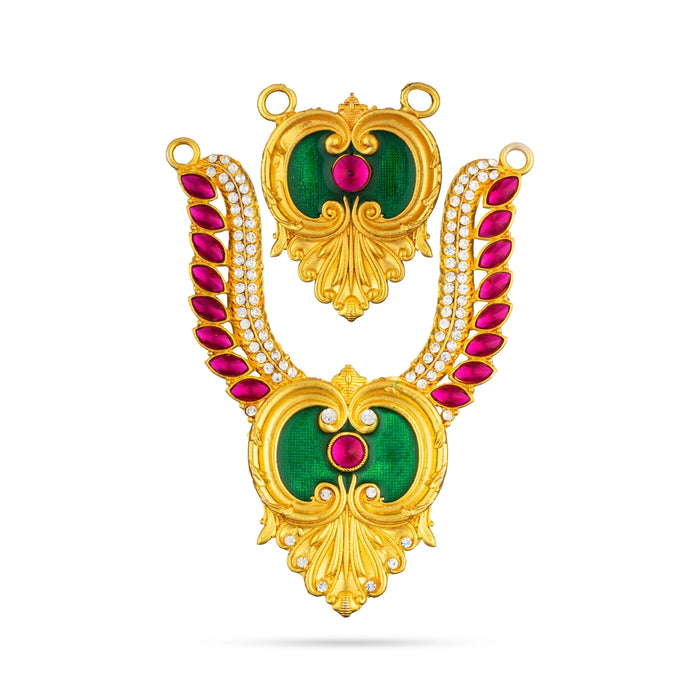 Stone Necklace - 5 x 3.5 Inches | Multicolour Stone Design Jewellery/ Stone Haram for Deity Decoration