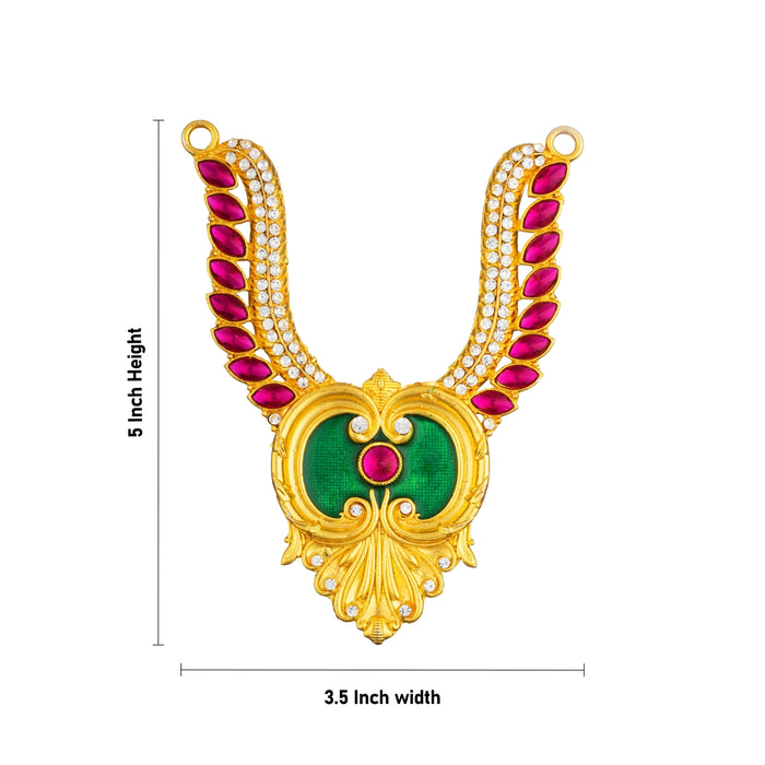 Stone Necklace - 5 x 3.5 Inches | Multicolour Stone Design Jewellery/ Stone Haram for Deity Decoration