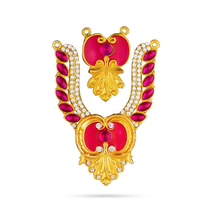 Stone Necklace - 4 x 2.5 Inches | Stone Jewellery/ Artificial Jewelry For Deity Alangaram