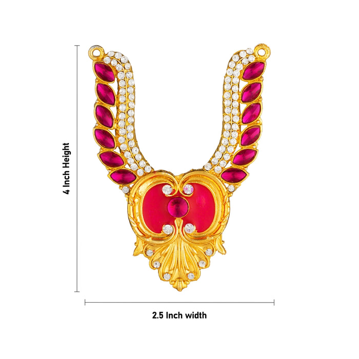 Stone Necklace - 4 x 2.5 Inches | Stone Jewellery/ Artificial Jewelry For Deity Alangaram