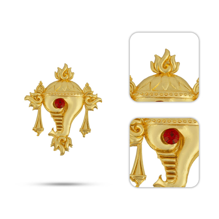 Shankh Chakra Set - 1.5 x 1.25 Inches | Gold Polish Sangu Chakra / Single Stone Jewellery for Deity Decor