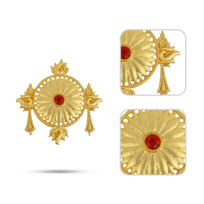 Shankh Chakra Set - 1.5 x 1.25 Inches | Gold Polish Sangu Chakra / Single Stone Jewellery for Deity Decor