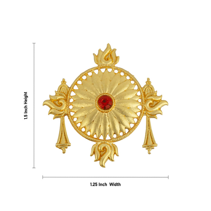 Shankh Chakra Set - 1.5 x 1.25 Inches | Gold Polish Sangu Chakra / Single Stone Jewellery for Deity Decor