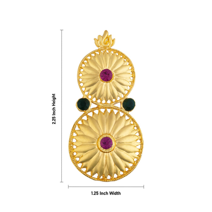 Earring Pair - 2.25 x 1.25 Inches | Karnapathakam/ Gold Polish Ear Ring/ Stone Studs for Deity