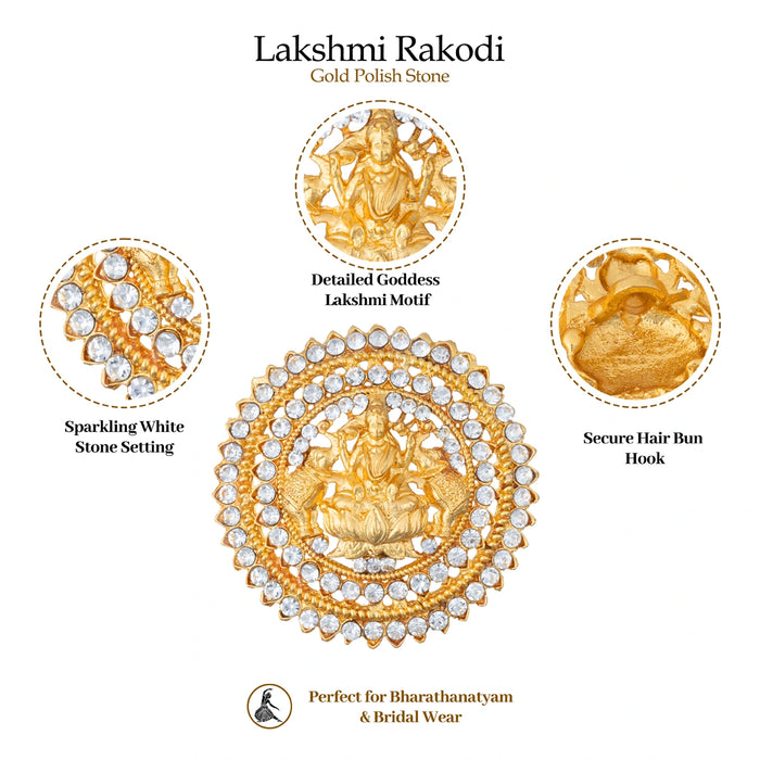 Lakshmi Rakodi - 2.5 Inches | Gold Polish Stone Jewellery/ Hair Accessory/ Artificial Jewelry for Women