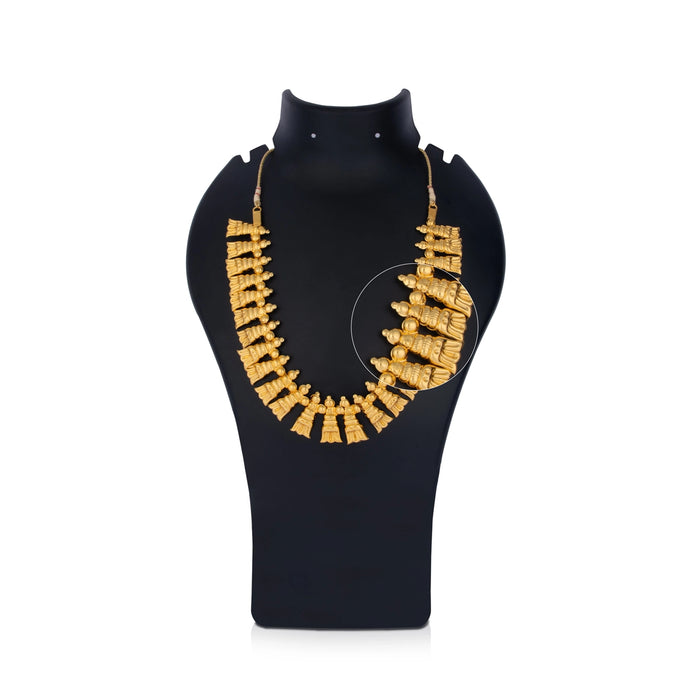 Gold Polish Haram Inches Flower Design Necklace/ Gold Polish Jewellery for Deity