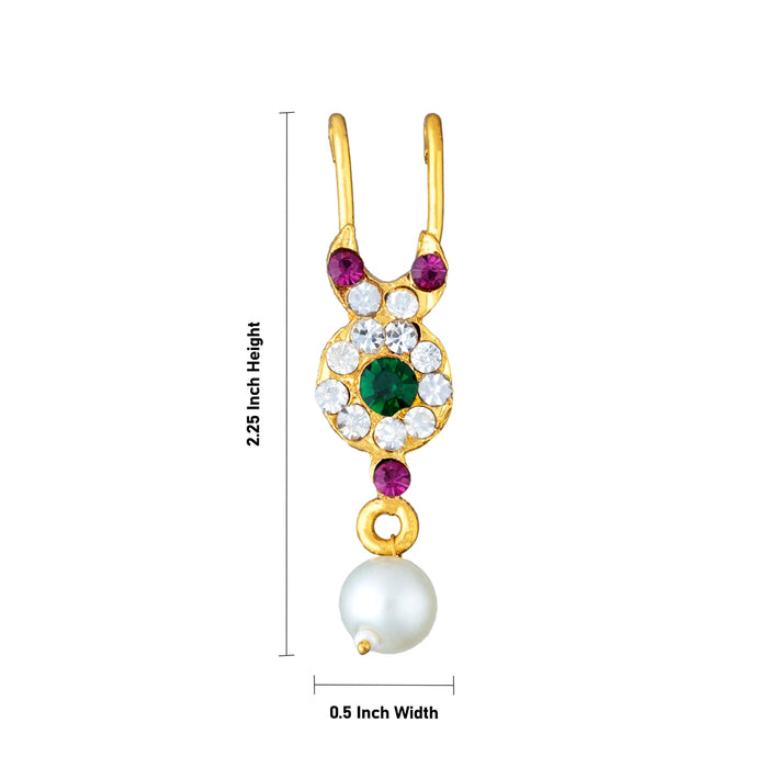 Stone Nathu - 2.25 x 0.5 Inches | Nose Pin/ Stone Nose Pin/ Stone Jewellery For Deity Alankaram - Head & Face Accessories