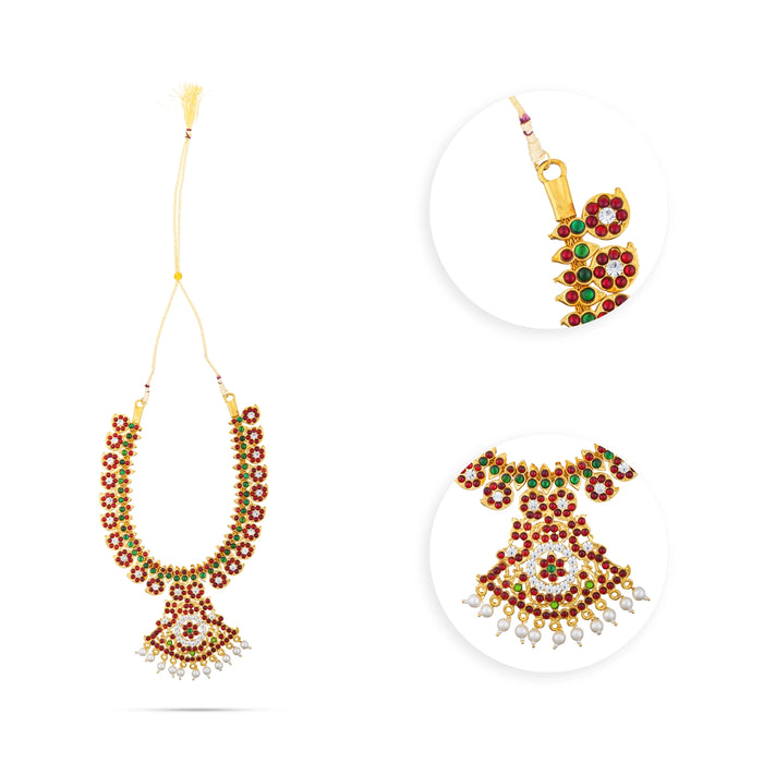 Kemp Necklace - 7 Inches | Artificial Jewelry/ Stone & Enamel Design Bharatanatyam Jewellery for Dance - Dance Jewellery