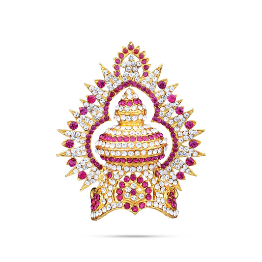 Stone Half Kireedam With Arch - 3.5 x 2.5 Inches | Kiridam/ Half Crown/ Stone Mukut for Deity Decor - Head & Face Accessories