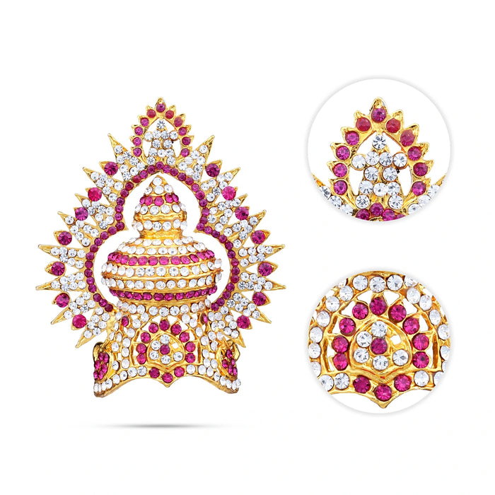 Stone Half Kireedam With Arch - 3.5 x 2.5 Inches | Kiridam/ Half Crown/ Stone Mukut for Deity Decor - Head & Face Accessories