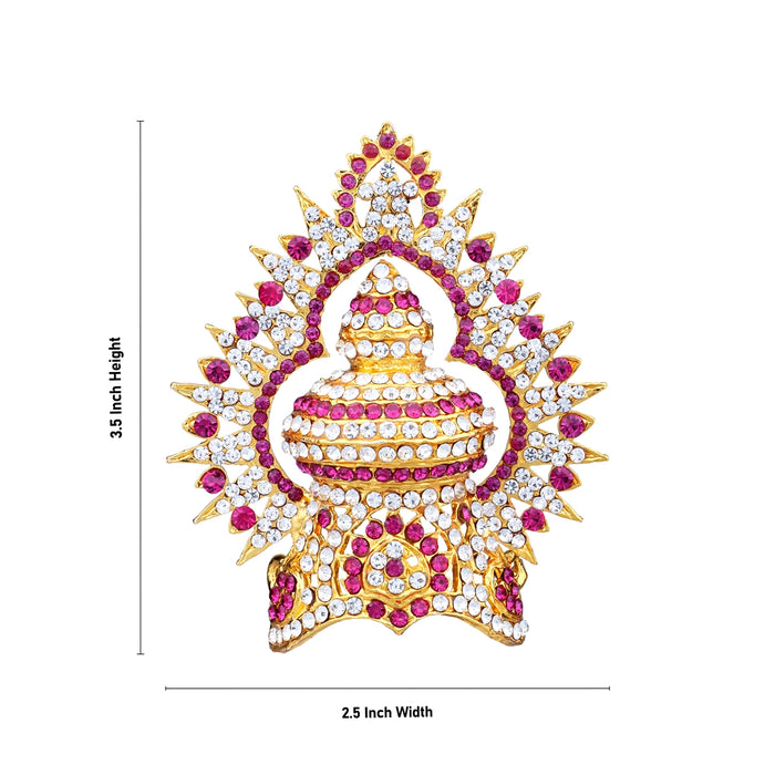 Stone Half Kireedam With Arch - 3.5 x 2.5 Inches | Kiridam/ Half Crown/ Stone Mukut for Deity Decor - Head & Face Accessories