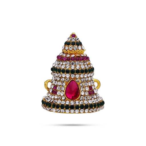 Half Stone Crown - 1.5 x 1 Inches | Multicolour Stone Kireedam/ Kiridam/ Mukut for Deity - Head & Face Accessories
