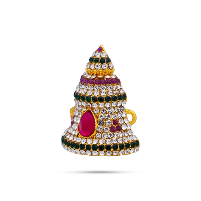Half Stone Crown - 1.5 x 1 Inches | Multicolour Stone Kireedam/ Kiridam/ Mukut for Deity - Head & Face Accessories