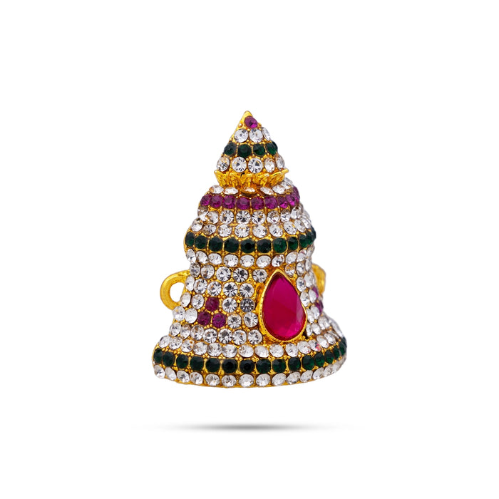 Half Stone Crown - 1.5 x 1 Inches | Multicolour Stone Kireedam/ Kiridam/ Mukut for Deity - Head & Face Accessories
