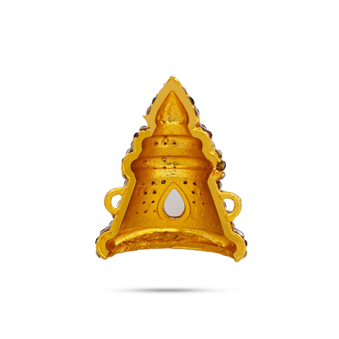 Half Stone Crown - 1.5 x 1 Inches | Multicolour Stone Kireedam/ Kiridam/ Mukut for Deity - Head & Face Accessories