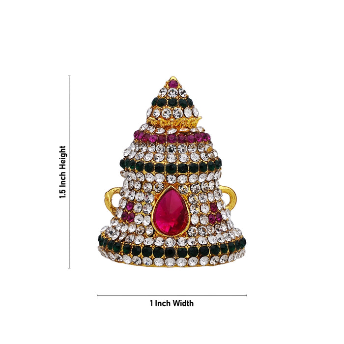 Half Stone Crown - 1.5 x 1 Inches | Multicolour Stone Kireedam/ Kiridam/ Mukut for Deity - Head & Face Accessories