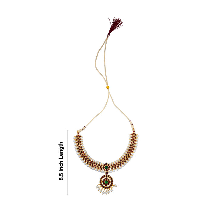 Kemp Necklace - 5.5 Inches | Stone Necklace/ Stone Bharatanatyam Jewellery/ Dance Jewellery for Women