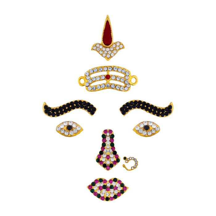 Amman Face Set | Stone Amman Face / Multicolour Stone Mugam for Deity