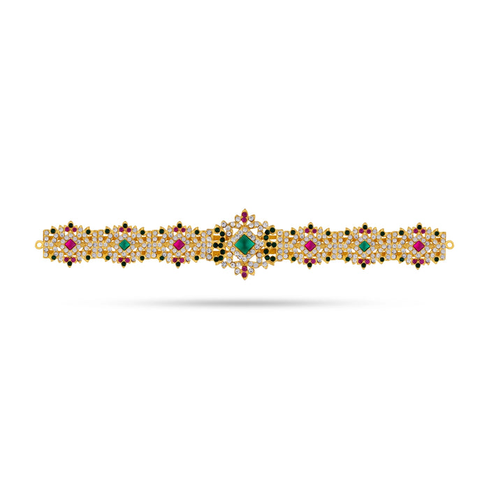 Hip Belt - 8.5 Inches | Multicolour Stone Jewellery/ Waist Belt/ Artificial Jewelry/ Stone Belt For Deity