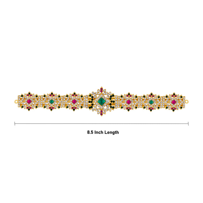 Hip Belt - 8.5 Inches | Multicolour Stone Jewellery/ Waist Belt/ Artificial Jewelry/ Stone Belt For Deity