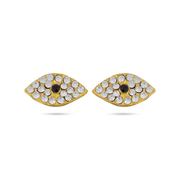 Stone Eye Pair - 0.5 x 1 Inches | Stone Kanmalar/ Amman Kanmalar for Deity Decor
