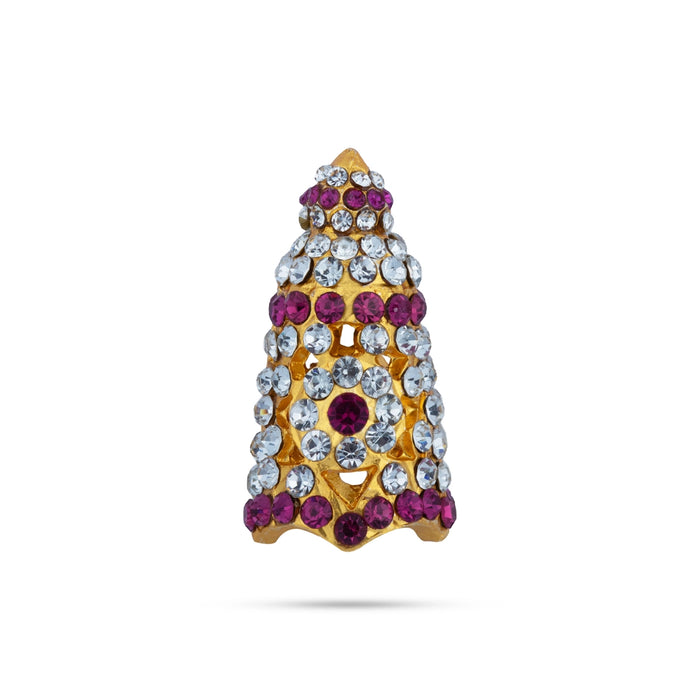 Full Crown - 4 x 2 Inches | Multicolour Stone Kireedam / Mukut/ Kiridam For Deity Decor