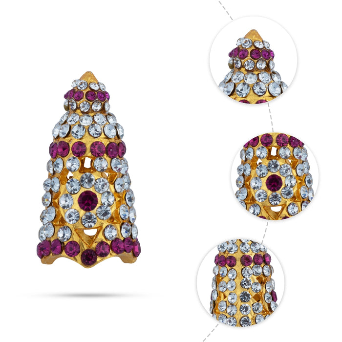 Full Crown - 4 x 2 Inches | Multicolour Stone Kireedam / Mukut/ Kiridam For Deity Decor