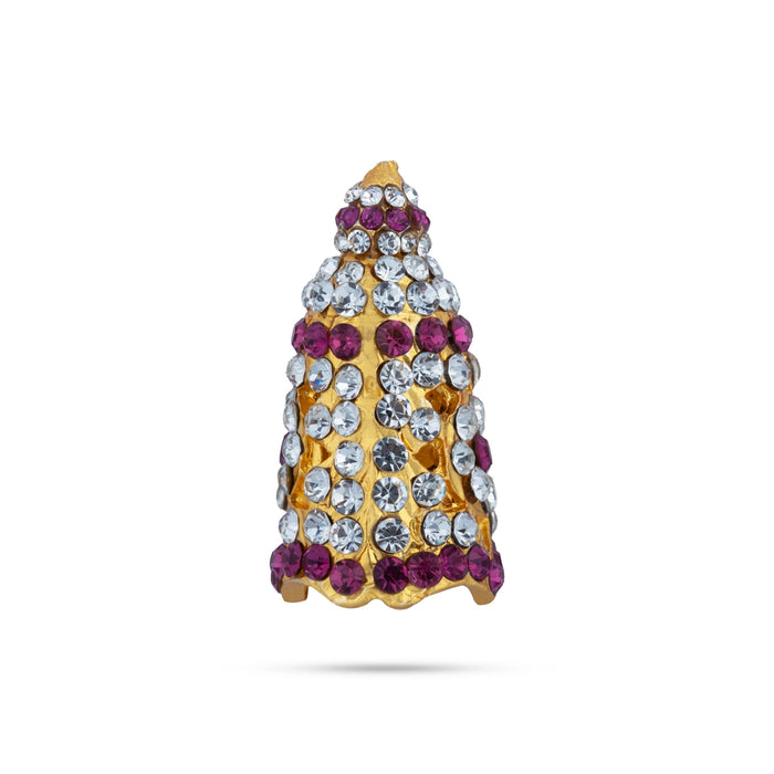 Full Crown - 4 x 2 Inches | Multicolour Stone Kireedam / Mukut/ Kiridam For Deity Decor