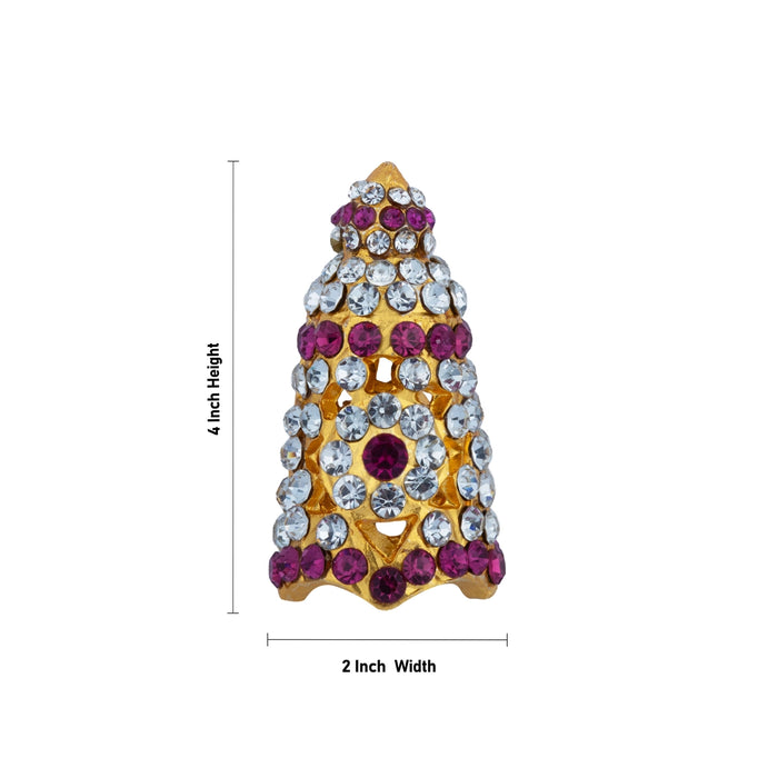 Full Crown - 4 x 2 Inches | Multicolour Stone Kireedam / Mukut/ Kiridam For Deity Decor
