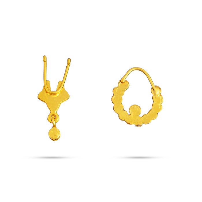 Stone Nose Pin - 1.25 x 0.5 Inches | Nathu Bullaku / Bullaku Nose Pin / Stone Jewellery for Deity