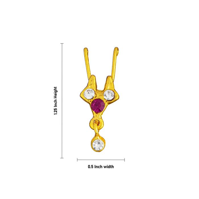 Stone Nose Pin - 1.25 x 0.5 Inches | Nathu Bullaku / Bullaku Nose Pin / Stone Jewellery for Deity
