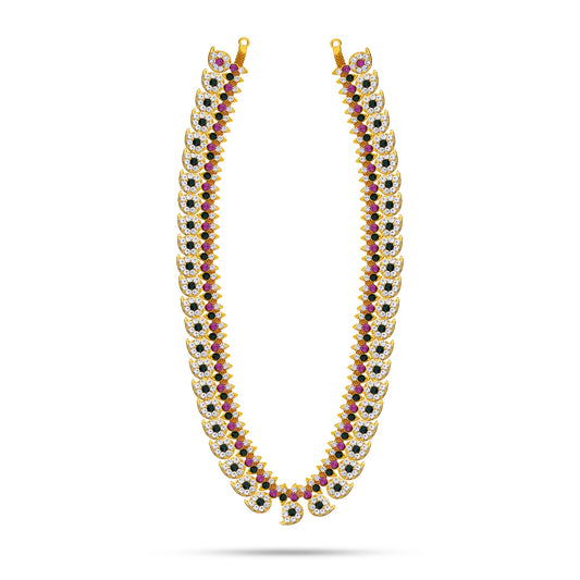 Stone Haram - 27 Inches | Multicolour Stone Jewellery/ 100 Bits/ Mango Design Artificial Jewelry For Deity - Neck & Body Accessories