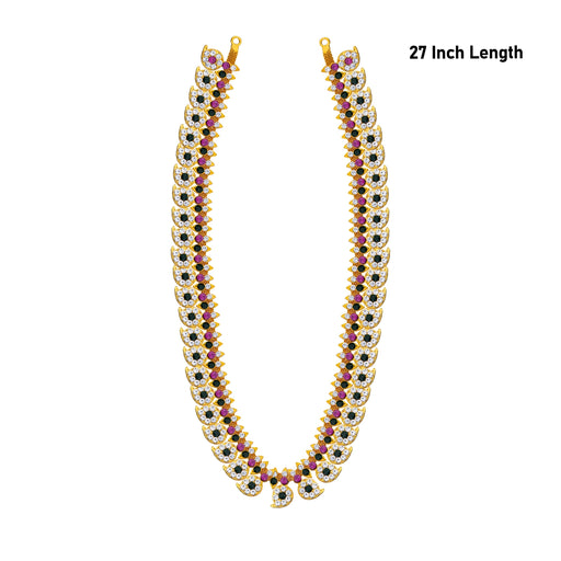 Stone Haram - 27 Inches | Multicolour Stone Jewellery/ 100 Bits/ Mango Design Artificial Jewelry For Deity - Neck & Body Accessories