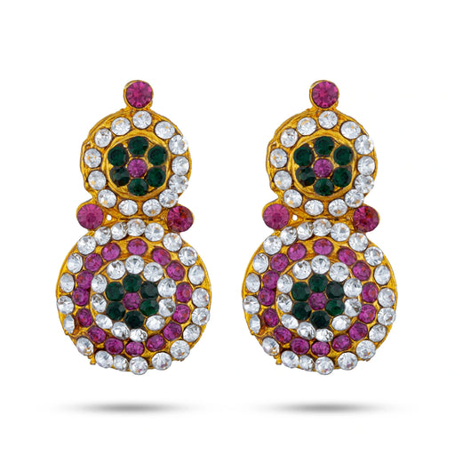 Stone Earring Pair - 1.5 x 0.5 Inches | Stone Jewellery/ Stone Earing/ Stone Studs for Deity/ Assorted Colour - Head & Face Accessories
