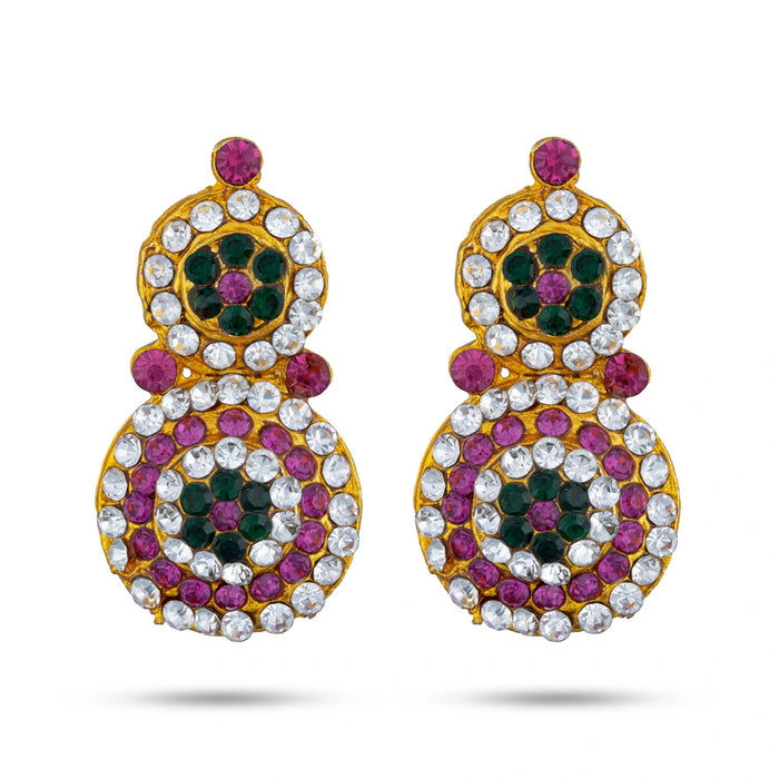 Stone Earring Pair - 1.5 x 0.5 Inches | Stone Jewellery/ Stone Earing/ Stone Studs for Deity/ Assorted Colour - Head & Face Accessories