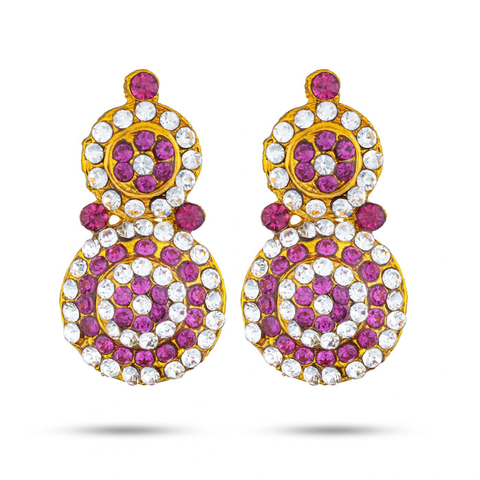 Stone Earring Pair - 1.5 x 0.5 Inches | Stone Jewellery/ Stone Earing/ Stone Studs for Deity/ Assorted Colour - Head & Face Accessories