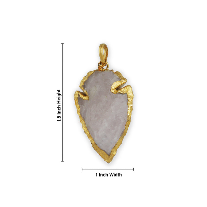 Rose Quartz Arrowhead Pendant - 1.5 x 1 Inches | Semi Precious Stone Locket/ Stone Dollar for Men & Women - Mala & Pendant