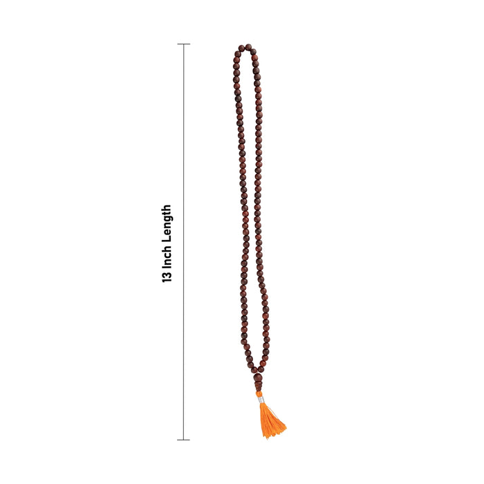 Red Chandan Mala with Thread Knot - 13 Inches | Red Sandalwood Mala/ 6 mm Japa Mala for Meditation