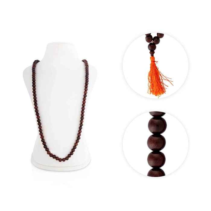 Red Chandan Mala With Thread Knot - 22 Inches | 10 mm/ Sandalwood Mala/ Sandal Mala for Meditation - Chandan Mala, Pendant, Bracelet