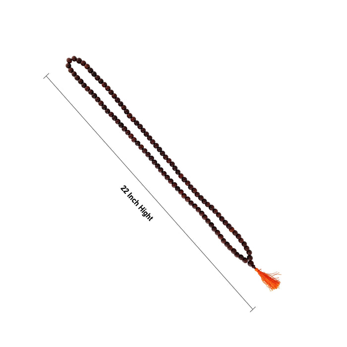 Red Chandan Mala With Thread Knot - 22 Inches | 10 mm/ Sandalwood Mala/ Sandal Mala for Meditation - Chandan Mala, Pendant, Bracelet