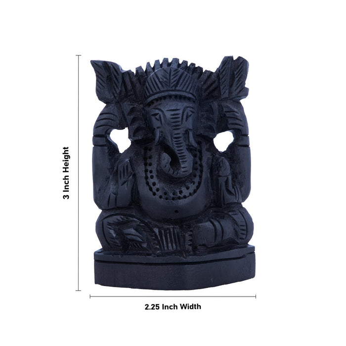 Ganesh Murti - 3 Inches | Karungali Statue/ Vinayaka Idol/ Ganpati Murti for Pooja