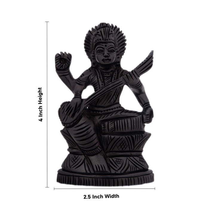 Saraswati Murti - 4 x 2.5 Inches | Karungali Statue/ Saraswathy Idol for Pooja/ 50 Gms Approx